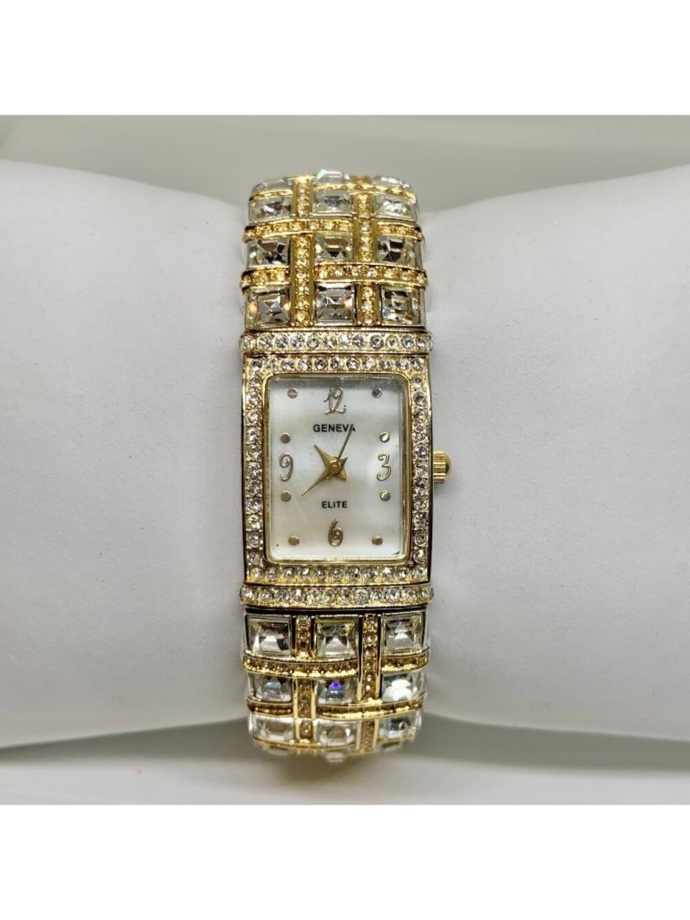 Geneva women’s two tone rhinestones crystals fashion dress watch 19mm running